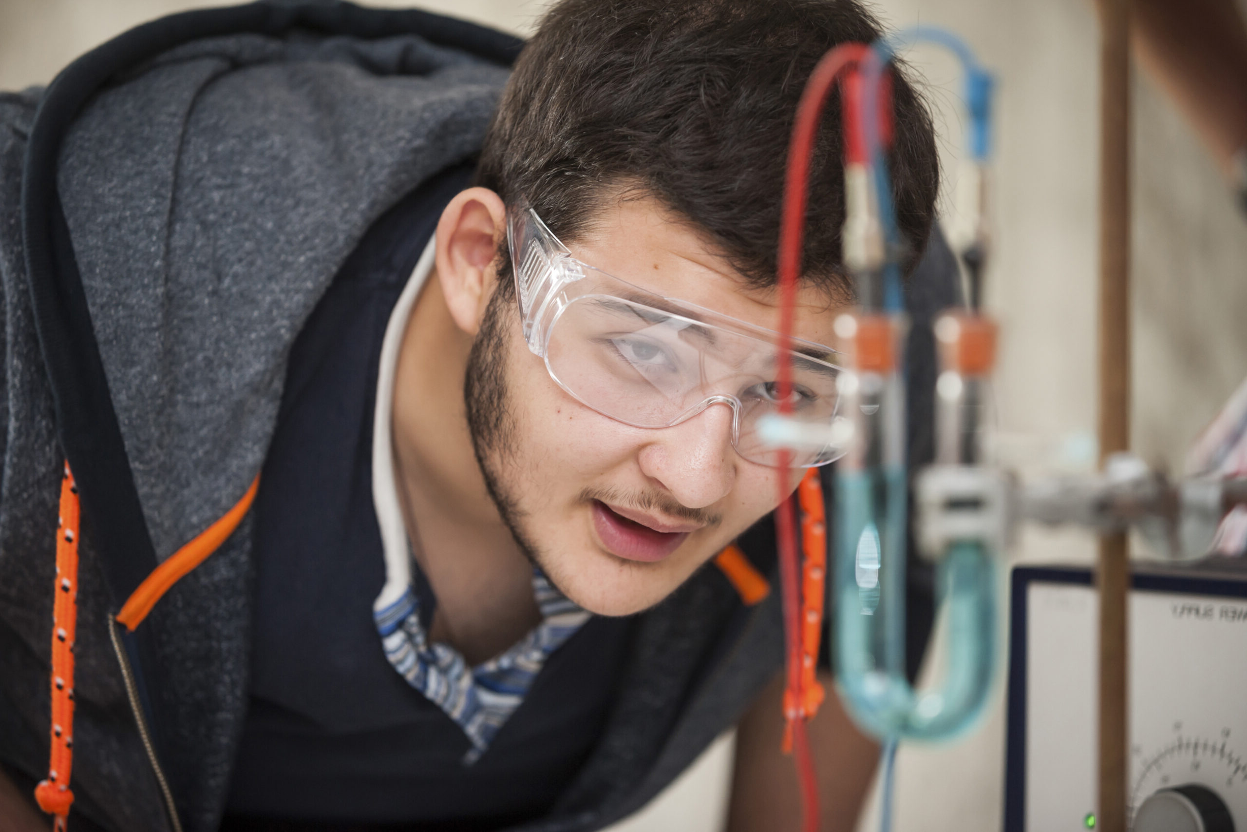 Vocational school student in chemistry class
